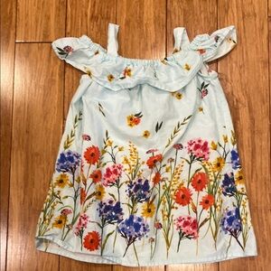 Light Blue Pippa & Julie Sunflower Dress Ruffle off the shoulder style 24 month